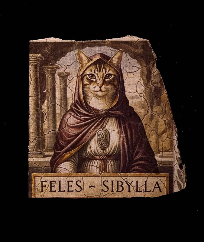 sibylla cat fine prints souvenir made of Rome fresco
